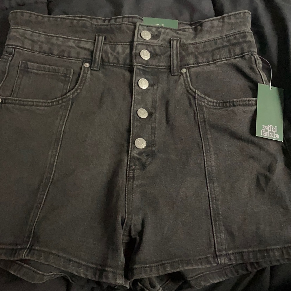 High waisted black shorts